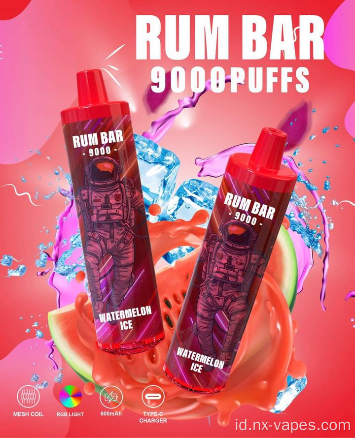 Jual panas asli rum bar 9000 vape sekali pakai