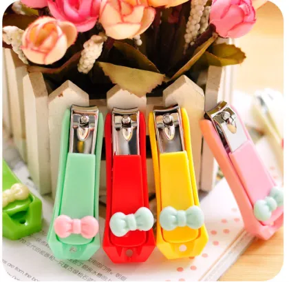 cheap colorful plastic bow nail clipper nail trim clipper