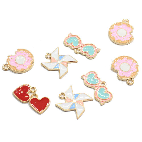 Kawaii cuore occhiali mulino a vento giocattolo a forma di ciambella collana o orecchini accessori per la casa parti