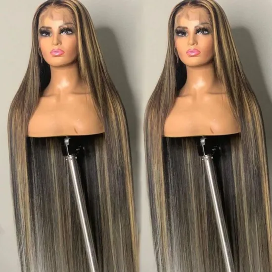 Vendor Wholesale P4/613 Highlight Glueless HD Transparent Lace Frontal Wig,P4/27 Honey Blonde Lace Closure Wigs for Black Women