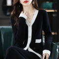 Casual A-line full wool knit skirt suit