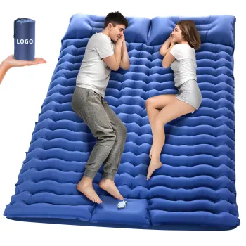 Built-in Foot Pump Double Sleeping Pad - Outdoor Waterproof Extra-Thick Camp Mattress for 2 with Pillow