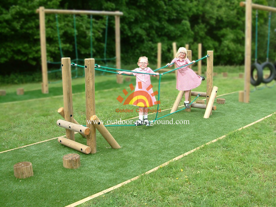 Timber-rope balance bridge park for kids