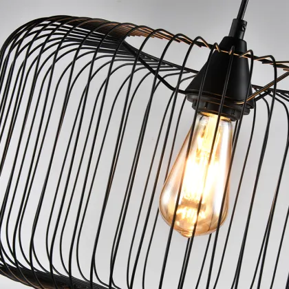 HUAYI Antique Design Iron Wood Floor Standing Lamp