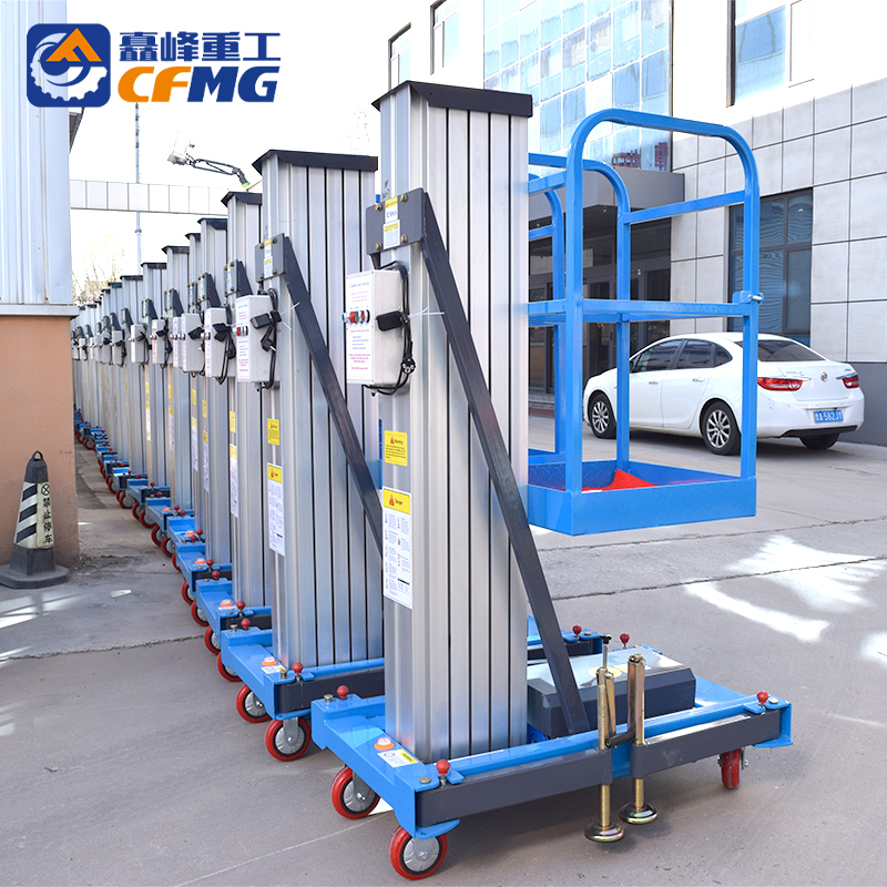 Electric Hydraulic Double Mast Aluminum Lift for Single Person Aerial Work Platform