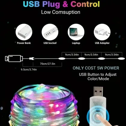 2023 New RGB Leather Line Magic Color String Lights