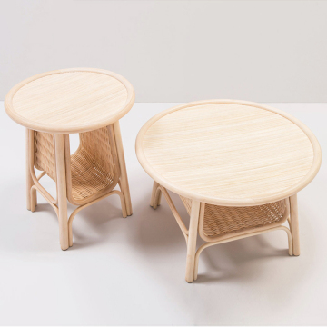 Modern Wood Rattan Bedside Table for Bedroom