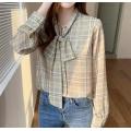 Women's blouses, irregular hem, cutting shirt collar with beading