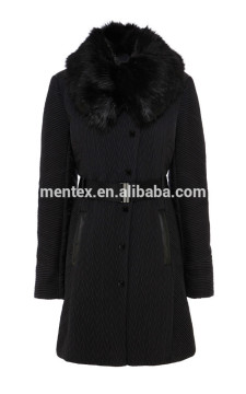 AW fashional lady's faux fur collar quilted coat