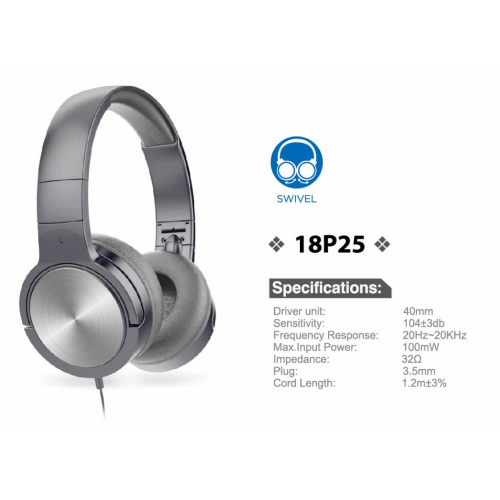 Wired On-ear ​Headphone with mic foldable and swivel headset 18P25+MC67mic