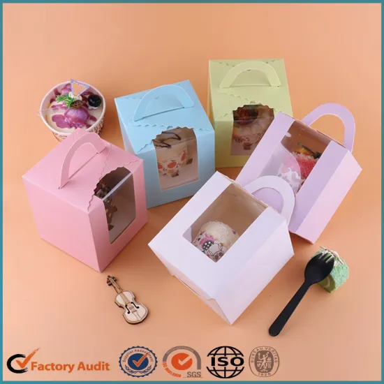 Single Pack Cupcake Packaging Box PVC Window