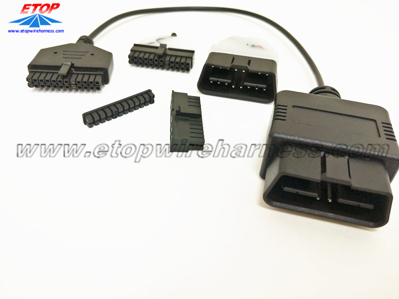 24V OBD2 إلى الموصلات الدقيقة صالح overmolding