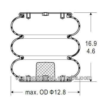Triple convoluted air spring Air suspension W01-358-8014 Car part For RIDEWELL