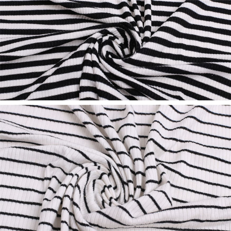 New Zebra Striped Rib Knitted Ployester Spandex Fabrics (2)