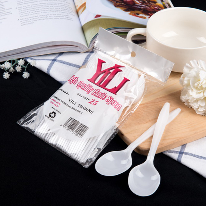 White Plastic PP Disposable Cutlery Set, Includes Knife, Fork, Spoon and Soup Spoon