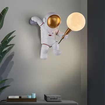 Creative Cartoon Astronaut Moon Bedroom Lamp for Kids' Room: Free Wiring Design