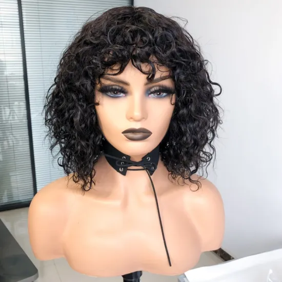 September Promotion 180% density finger wave machine bob wig Wholesale price 100% human hair Brazilian wig for black woman