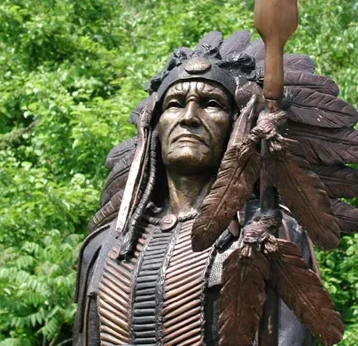 Hot Sale Bronze Indian Chief Statue with Spear for Garden Decoration