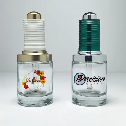 30ml Glass Essence Bottle with Thread Pressure Pump Dropper for Skincare Packaging