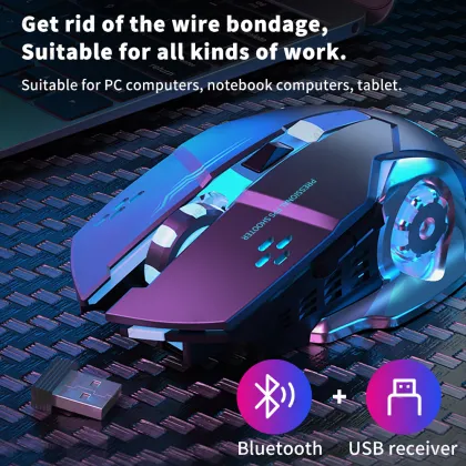 OEM Silent BT Rechargeable RGB Gaming Mouse for Laptop and PC