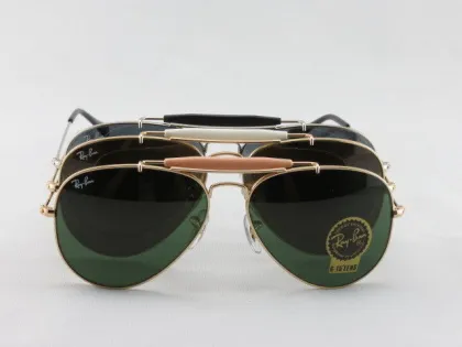 Oem Ray Ban Small Aviator Rb3407 Green Sunglasses 58# Gold Mirror Lens