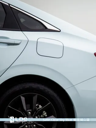 Satin Clear Sky Blue Car Wrap
