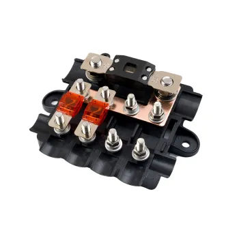 High-Power PA66 Shell Copper Bus Bar Fuse Holder Box for 150A, 4+1 Way Connections - MIDI 2M8 MEGA Mini DC Car Blade
