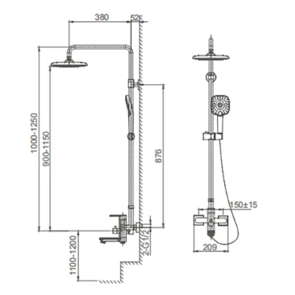 Exposed Shower Systems with Slide Bar