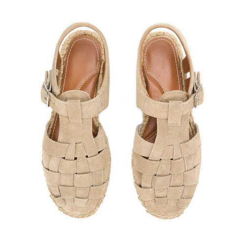 Elegant Open Toe Roman Weave Flat Sandals
