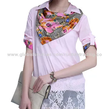 Ladies' blouse, made of chiffon, with short-sleeves