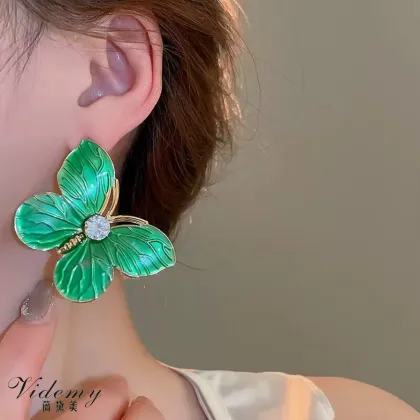 Playful Exaggerated Butterfly Earrings in Rainbow Hues