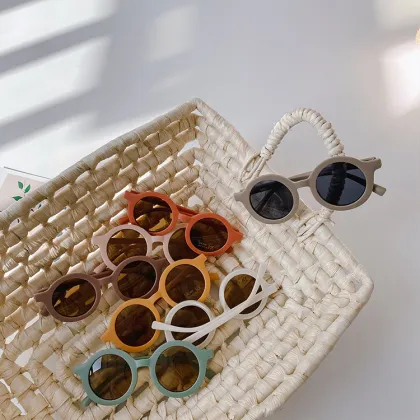 2024 Kids Retro Round Sunglasses - UV400 Frosted Baby Fashion Glasses for Children