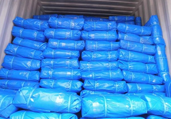 블루 PE 타포린 베일 패킹 Blue PE tarpaulin bale packing