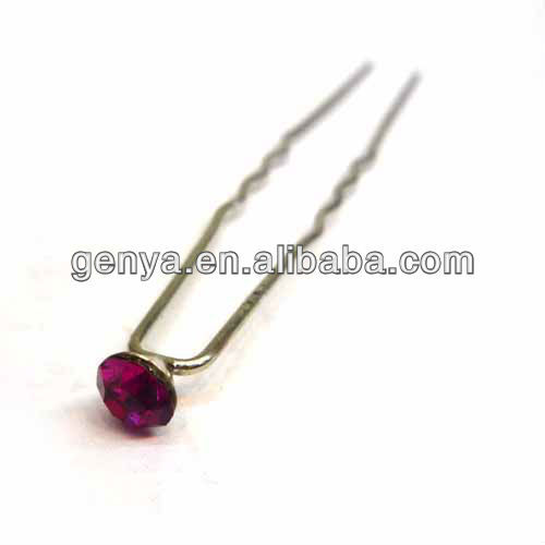 Dark Pink Gem hairpin, U Shape Hairpin