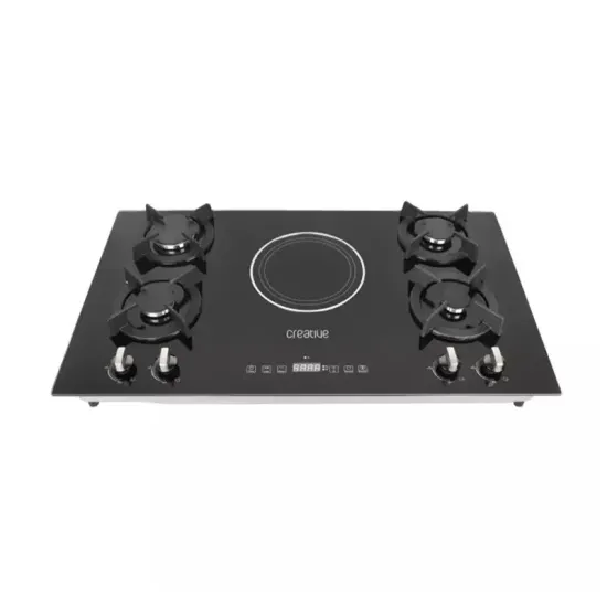 5 Burners Ceramic Glass Electric-Gas Hob with 1 Electric + 3 Gas Burners