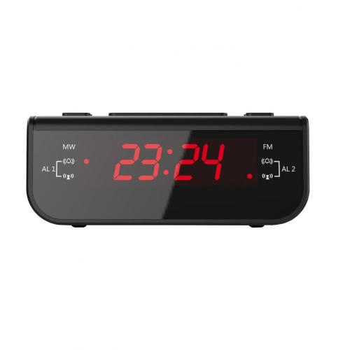 AM / FM Digital Alarm Clock dengan Dual Alarm Buzzer Snooze Sleep Function Tampilan LED Waktu Merah