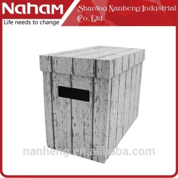 NAHAM Wood Grain Paper Office File Box with Hanging Files