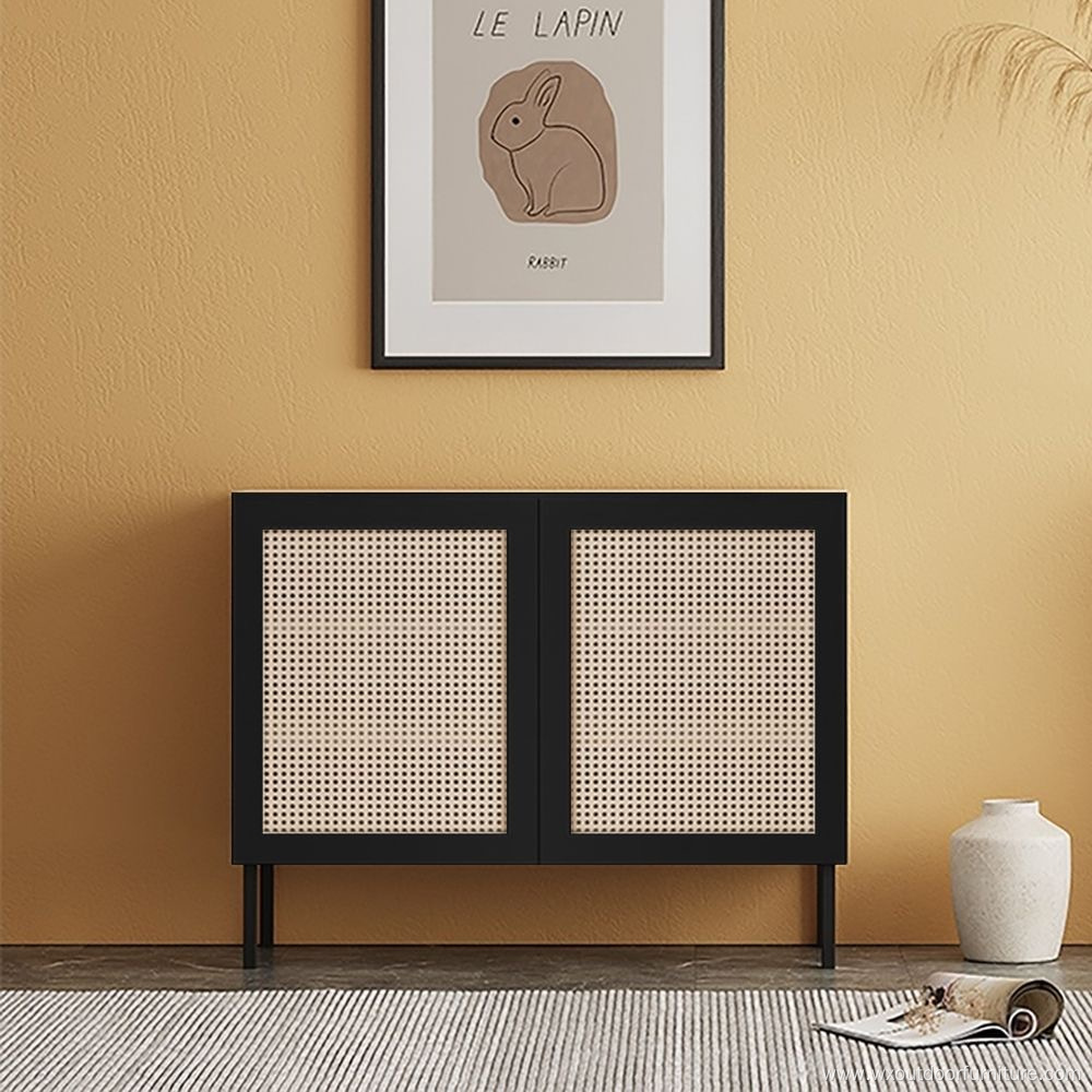 New Trend High Quality Nordic Style Sideboard Natural Storage Display Tv Tool Living Room Rattan Wood Cabinet