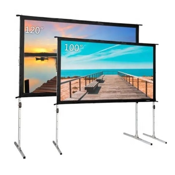 Affordable Foldable Outdoor Projector Screen - White, Lightning Resistant, 60''-300''