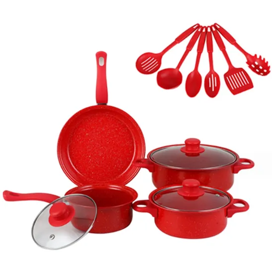 Wholesale Hot Selling Wheat Stone Finish Non-Stick Kitchenware Set: Pots and Pans for Universal Household Use