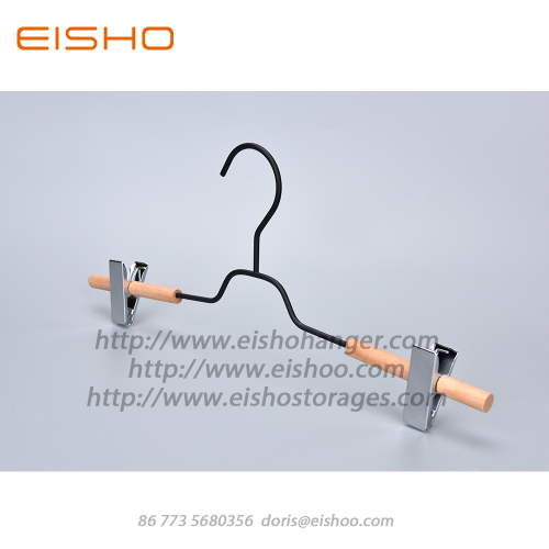 EISHO New Black Wooden Metal Pants Hanger