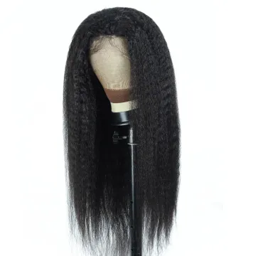 Wholesale Kinky Straight Wig Lace Front Human Hair Wigs Pre Plucked Remy Yaki 4x4 Lace Closure Wig For Black Women