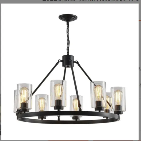 Wholesale American Style Village Farmhouse Wind Wheel Retro Black Chandelier
