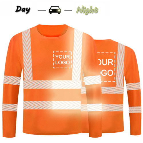Langarmsportsport reflektieren benutzerdefinierten Druck reflektiert orangefarbenes Hemd reflektiert