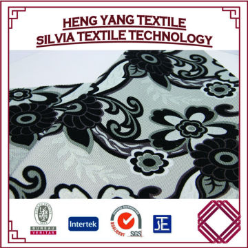100% Polyester circle flocking linen look fabric for sofa upholstery