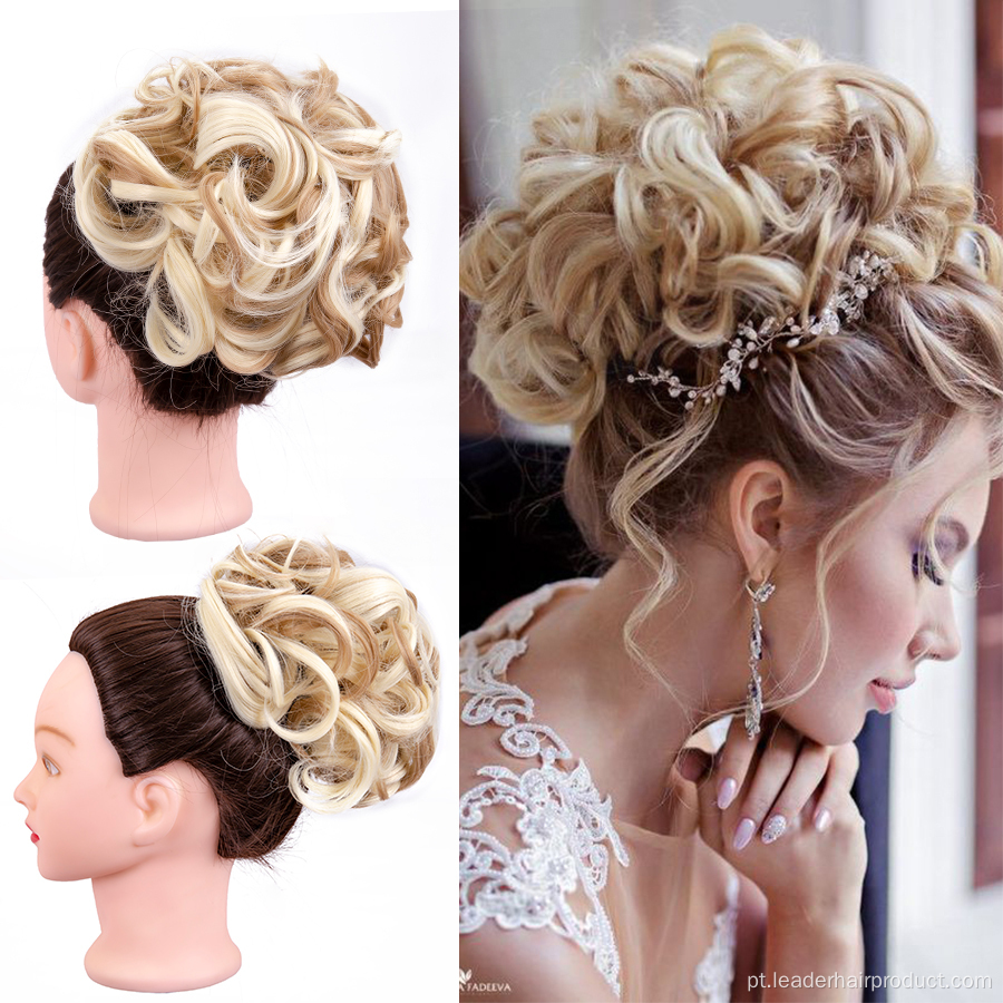 Prato Curly Prato Chignon Bun extensão em peça de cabelo