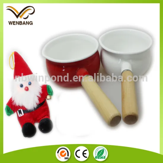 15cm red colour single handle enamel pot