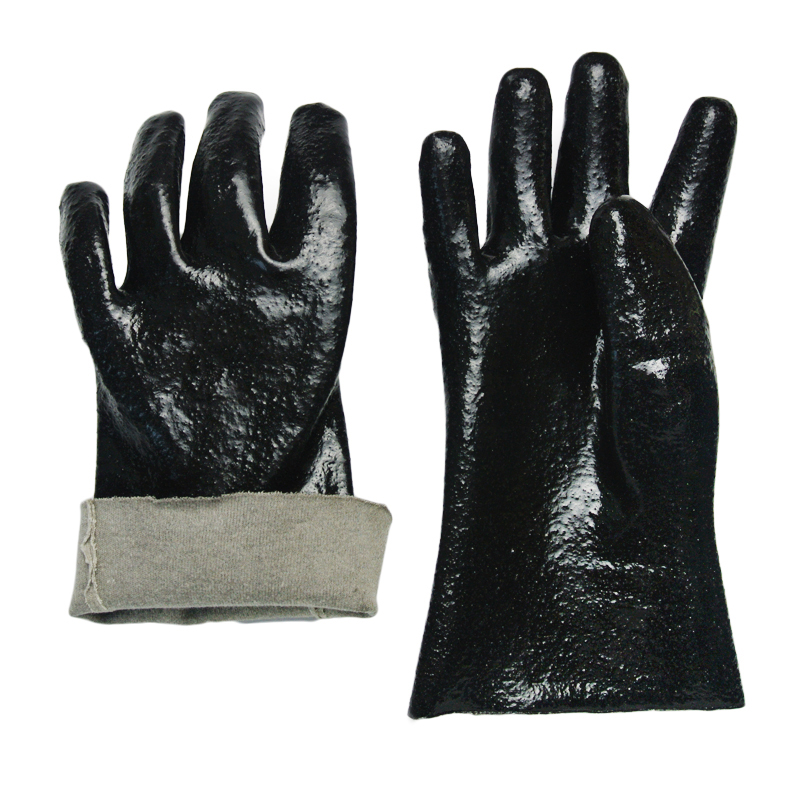 Guantes bañados por PVC Folleto de enclavamiento de acabado áspero 11 &#39;&#39;