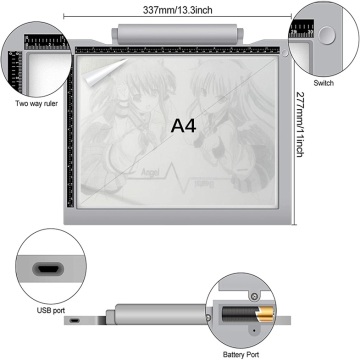 Suron Kuat Permukaan Akrilik A4 Lampu LED Pad