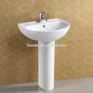 White Glazed Ceramic Washing Pedestal Art Sink
